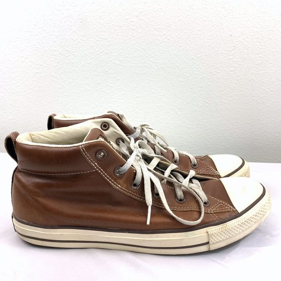 Converse Brown Leather Chuck Taylor Mid Sneakers